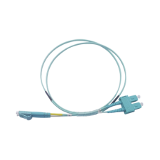 Jumper de Fibra Óptica Multimodo OM3 50/125 LC-SC OFNR (Riser), 2.0 mm, Dúplex, Aqua, 2 Metros (6.56 Pies)