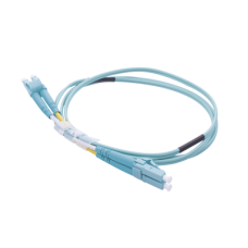 Jumper de Fibra Óptica Multimodo OM4 50/125 LC-LC OFNR (Riser), 2.0 mm, Dúplex, Aqua, 1 metro (3.28 pies)