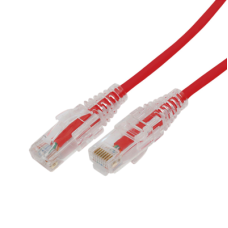 Cable de Parcheo Slim UTP Cat6A - 2 Metros (6.56 Pies) Rojo, Diámetro Reducido (28 AWG)