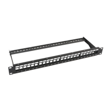 Patch Panel Modular sin Blindaje de 24 Puertos, 1U, con Barra para Organizar Cable