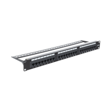 Panel de Parcheo de Impacto (110) UTP de 24 Puertos Cat6A, 19 Pulgadas (48.26 cm), con Barra para Organizar Cables y Espacio para Etiqueta