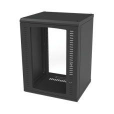 Gabinete para Montaje en Pared, Puerta de Cristal Templado, Cuerpo Fijo con Rack 19