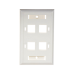 Placa de Pared de 4 Puertos, Keystone, con Espacio para Etiqueta, Color Blanco