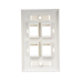 Placa de Pared de 4 Puertos, Keystone, con Espacio para Etiqueta, Color Blanco