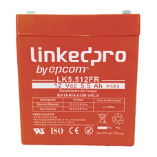 Batería 12 V / 5.5 Ah / UL / Tecnología AGM / Vida útil promedio de 5 años / Retardante a la Flama / Para uso en equipo electrónico, Alarmas de Intrusión / Incendio/ Control de acceso / Video Vigilancia / Incluye