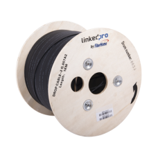 Carrete de 1 km de Fibra Óptica Drop, Interior/Exterior G.657A2 Monomodo de 2 Hilos (Bifibra), Diseñada para Fusionarse, Dieléctrica, Forro Negro, (No Soporta Conectores Mecánicos)