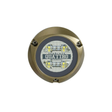 Luz led marina sumergible SeaBlaze Quattro, emite luz de color blanco y azul de 2000 lúmenes, fabricada en bronce naval con grado de protección IP68.