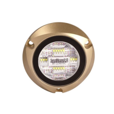 Luz led marina sumergible SeaBlaze X2, emite luz de color blanco y azul de 6000 lúmenes, fabricada en bronce naval con grado de protección IP68.