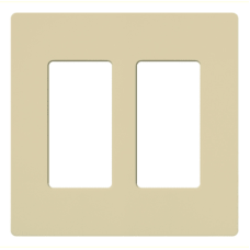 Placa de pared 2 espacios, para atenuador (dimmer), apagador ó control remoto inalámbrico LUTRON.