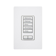 (RadioRA2) Teclado seetouch 5 botones, 2 botones subir/bajar, programe escenas diferentes en cada botón.