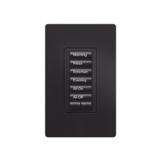 Teclado seetouch 6 botones, 2 botones subir/bajar, programe escenas diferentes en cada botón, color negro.