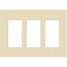 Placa de pared 3 espacios, para atenuador (dimmer), apagador ó control remoto inalámbrico LUTRON.