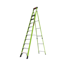 Escalera de 3.65 m Capacidad máxima de 170 Kg, inclinada, de fibra de vidrio con almohadilla de pared giratoria.