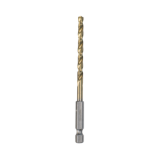 Broca hexagonal de acero A.V. de 3/16” con recubrimiento de titanio, con entrada de 1/4