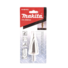 Broca escalonada espiral de hss 4-32 mm, zanco recto 3 planos, blister con una pieza.