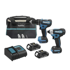 Kit de Rotomartillo Atornillador DHP485Z + Atornillador de Impacto DTD157Z, incluye 2 Baterías BL1815N, 1 Cargador DC18SD y Maleta de lona.