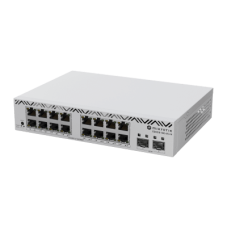 Switch MikroTik con 16 Puertos Gigabit Ethernet / 2 Puertos SFP+ 10G / Filtrado MAC y VLANs / SwOS Configuración Web