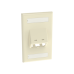 Placa de Pared Vertical Clásica, Salida Para 2 Puertos Mini-Com Inclinados, Con Espacios Para Etiquetas, Color Marfil