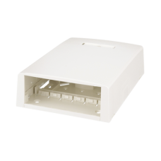 Caja de Montaje en Superficie, con Accesorio para Resguardo de Fibra Óptica, para 12 Módulos Mini-Com, Color Blanco Mate