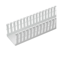 Canaleta Ranurada Angosta de PVC Sin tapa, Tipo F, 57.2 mm de Ancho, 79.8 mm de Alto y 1.8 m de Largo, Color Blanco