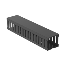 Canaleta Ranurada de PVC con Tapa, Tipo F, 44.5 mm de Ancho, 41.1 mm de Alto y 2 m de Largo, Color Gris