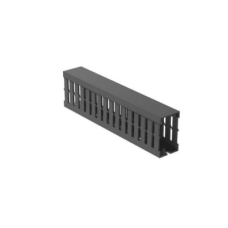 Canaleta Ranurada de PVC con Tapa, Tipo F, 32 mm de Ancho, 53.8 mm de Alto y 2 m de Largo, Color Gris