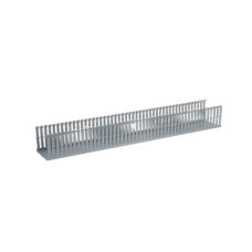 Canaleta Ranurada de PVC con Tapa, Tipo F, 82.6 mm de Ancho, 79.2 mm de Alto y 2 m de Largo, Color Gris