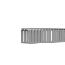 Canaleta Ranurada de PVC con Tapa, Tipo F, 108 mm de Ancho, 79.2 mm de Alto y 2 m de Largo, Color Gris