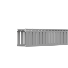 Canaleta Ranurada de PVC con Tapa, Tipo F, 108 mm de Ancho, 104.1 mm de Alto y 2 m de Largo, Color Gris