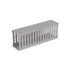 CANALETA RANURADA DE PVC CON TAPA, TIPO F, 49.5 MM DE ANCHO, 72.4 MM DE ALTO Y 2 M DE LARGO, COLOR GRIS