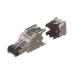 Plug RJ45 Blindado, Instalación Recta, Terminación en Campo Certificable, Compatible con Cat5e, Cat6 y Cat6A, Color Plata Plug RJ45 Blindado, Instalación Recta, Terminación en Campo Certificable, Compatible con Cat5e, Cat6 y Cat6A, Color Plata