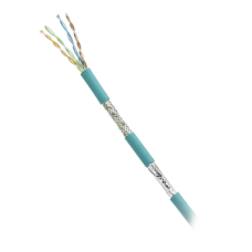 Bobina de Cable Blindado SF/UTP Categoría 5e de 4 Pares, Uso Industrial con Resistencia al Aceite y Rayos UV, Multifilar 24/7 (Flexible), Color Azul Cerceta, Bobina de 305 Metros (1000 Pies)