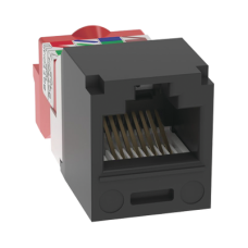 Conector Jack RJ45 Estilo T, Mini-Com, Categoría 5e, de 8 posiciones y 8 cables, Color Negro Conector Jack RJ45 Estilo T, Mini-Com, Categoría 5e, de 8 posiciones y 8 cables, Color Negro