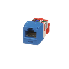 Conector Jack RJ45 Estilo T, Mini-Com, Categoría 5e, de 8 posiciones y 8 cables, Color Azul Conector Jack RJ45 Estilo T, Mini-Com, Categoría 5e, de 8 posiciones y 8 cables, Color Azul