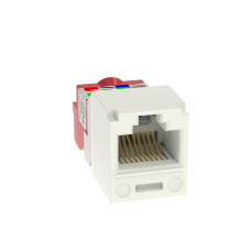 Conector Jack RJ45 Estilo T, Mini-Com, Categoría 5e, de 8 posiciones y 8 cables, Color Blanco Mate Conector Jack RJ45 Estilo T, Mini-Com, Categoría 5e, de 8 posiciones y 8 cables, Color Blanco Mate