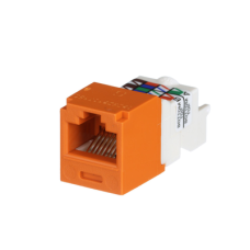 Conector Jack RJ45 Estilo TP, Mini-Com, Categoría 6, de 8 Posiciones y 8 Cables, Color Naranja