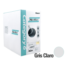 Bobina de Cable UTP de 305 Metros (1000 Pies) de Cobre, NetKey, Gris Claro, Categoría 6 (24 AWG), 1000Mbps, Riser (CMR), de 4 Pares