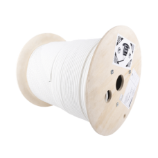 Bobina de Cable Blindado S/FTP de 4 Pares, Cat7, Inmune a Ruido e Interferencias, LSZH (Bajo Humo, Cero Halógenos), Color Blanco, Bobina de 500 Metros (1640 Pies)