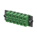 Placa Acopladora de Fibra Optica FAP, Con 12 Conectores SC/APC (12 Fibras), Para Fibra Monomodo OS1/OS2, Color Verde