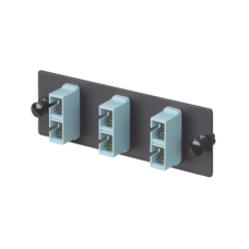 Placa Acopladora de Fibra Optica FAP, Con 3 Conectores SC Duplex (6 Fibras), Para Fibra Multimodo OM3/OM4, Color Aqua