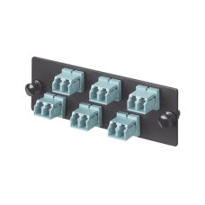 Placa Acopladora de Fibra Optica FAP, Con 6 Conectores LC Duplex (12 Fibras), Para Fibra Multimodo OM3/OM4, Color Aqua