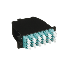 Casete OptiCom de Fibra Óptica Multimodo OM3, Con 2 Conectores MPO a 12 LC Duplex, Polaridad Método A, Pérdida de Inserción Estándar