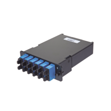 Placa Acopladora de Fibra Óptica FAP, Con 12 Pigtails y 6 Conectores LC Duplex (12 Fibras), Para Fibra Monomodo OS1/OS2, Color Azul