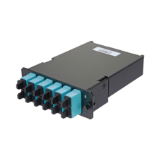 Placa Acopladora de Fibra Óptica FAP, Con 12 Pigtails y 6 Conectores SC Duplex (12 Fibras), Para Fibra Multimodo OM3/OM4, Color Aqua