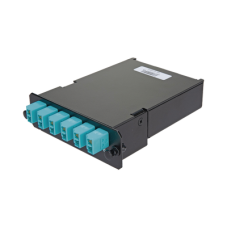 Placa Acopladora de Fibra Óptica FAP, Con 12 Pigtails y 6 Conectores LC Duplex (12 Fibras), Para Fibra Multimodo OM3/OM4, Color Aqua