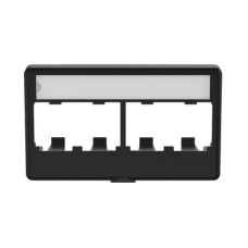 Placa de Mobiliario Modular Estándar, Salidas Para 4 Puertos Mini-Com, Con Espacio Para Etiquetas, Color Negro