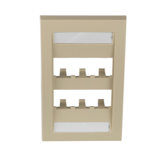 Placa de Pared Vertical Ejecutiva, Salida Para 6 Puertos Mini-Com, Con Espacios Para Etiquetas, Color Marfil Placa de Pared Vertical Ejecutiva, Salida Para 6 Puertos Mini-Com, Con Espacios Para Etiquetas, Color Marfil