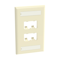 Placa de Pared Vertical Clásica, Salida Para 4 Puertos Mini-Com, Con Espacios Para Etiquetas, Color Marfil Placa de Pared Vertical Clásica, Salida Para 4 Puertos Mini-Com, Con Espacios Para Etiquetas, Color Marfil