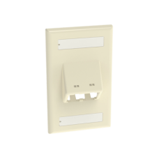 Placa de Pared Vertical Clásica, Salida Para 2 Puertos Mini-Com Inclinados, Con Espacios Para Etiquetas, Color Marfil Placa de Pared Vertical Clásica, Salida Para 2 Puertos Mini-Com Inclinados, Con Espacios Para Etiquetas, Color Marfil