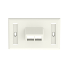 Placa de Pared Horizontal, Salida Para 2 Puertos Keystone, Con Espacios Para Etiquetas, Color Blanco Mate Placa de Pared Horizontal, Salida Para 2 Puertos Keystone, Con Espacios Para Etiquetas, Color Blanco Mate